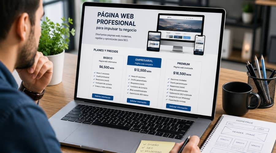Precio de página web profesional en México